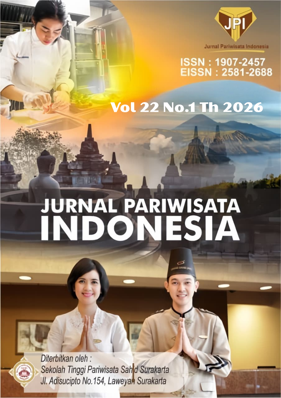 					View Vol. 22 No. 1 (2026): JURNAL PARIWISATA INDONESIA
				
